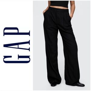 Black Wide-Leg Linen Trousers